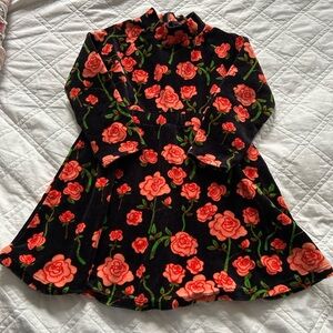 Mini Rodini Black Dress with Red Floral Pattern